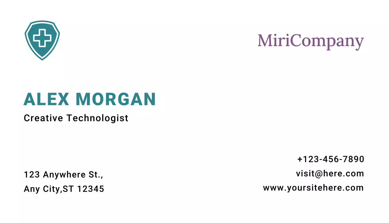 Teal Minimal Business Card