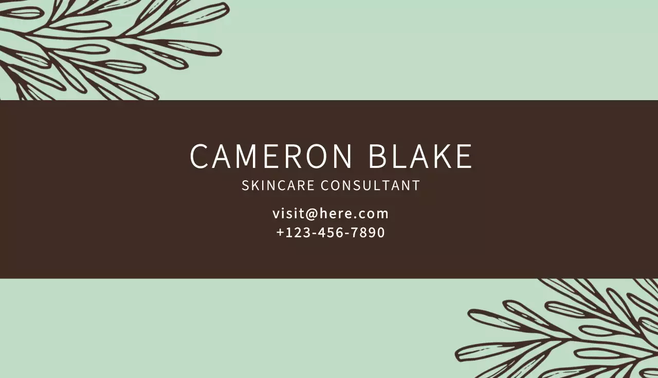 Mint Elegant Skincare Business Card