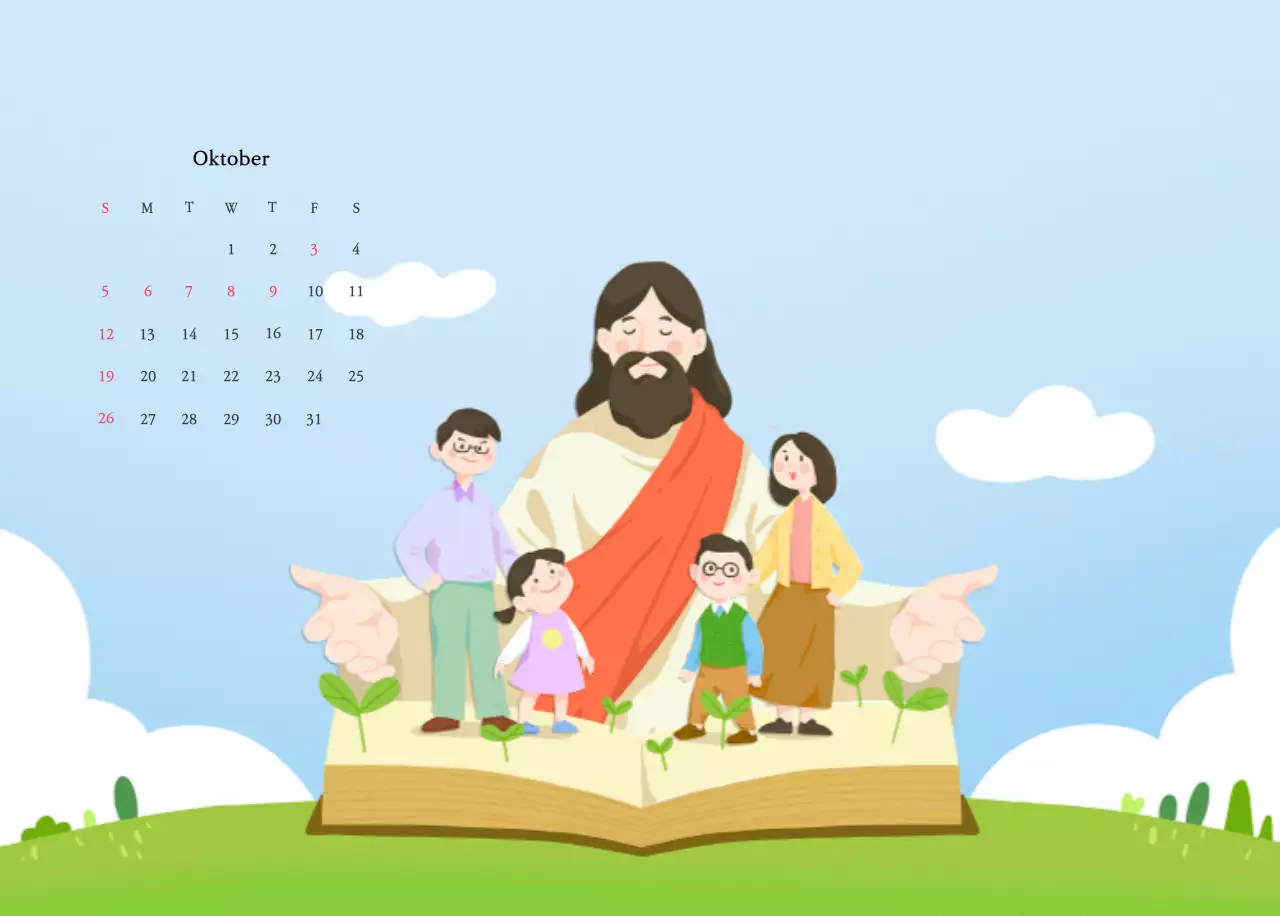 Warme FarbenKirchen mit niedlichen Illustrationen