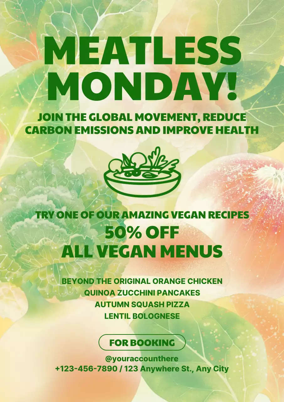 Green Trendy Vegan Promotion Poster