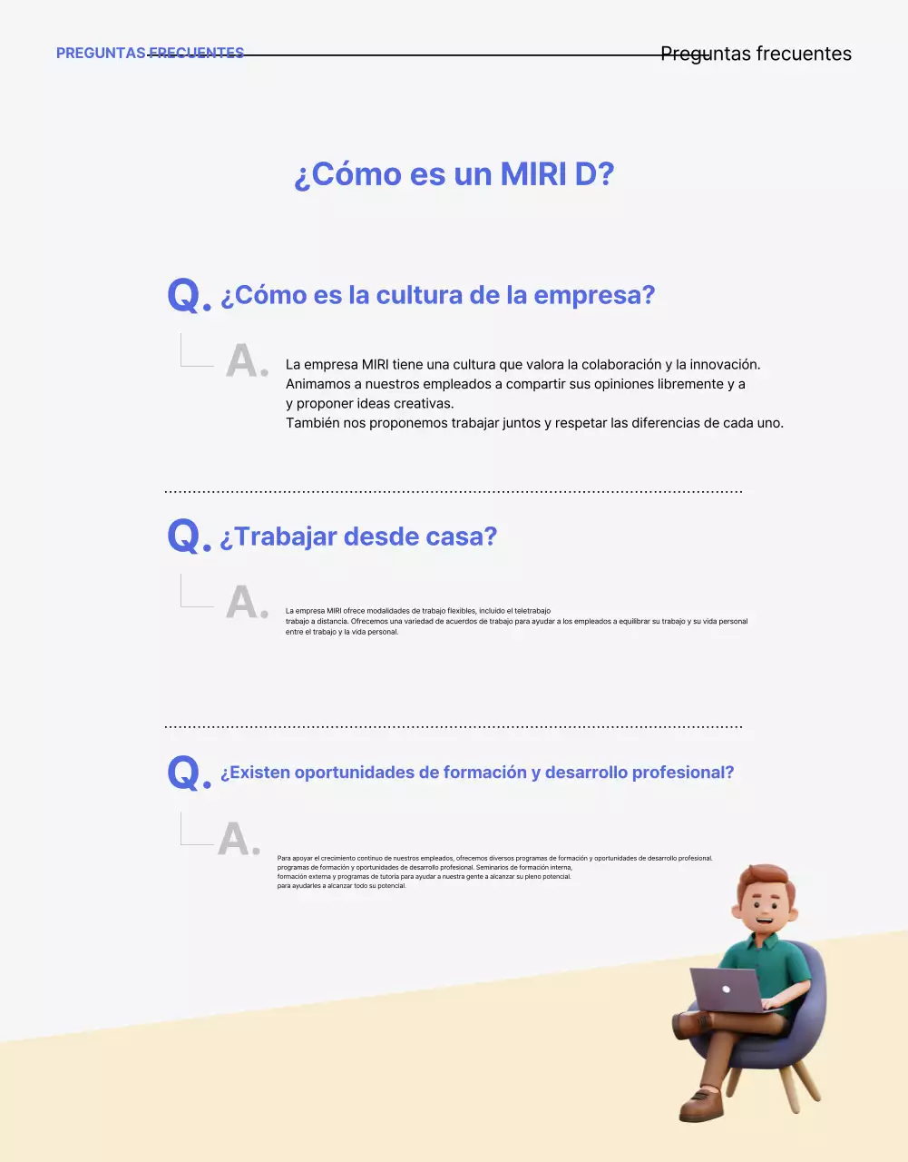 Una carta de presentación limpia, azul y amarilla, para la oferta de empleo de la empresa