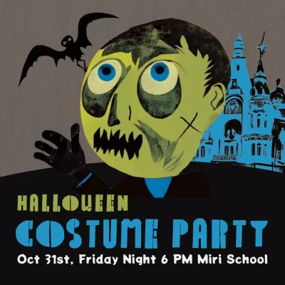 Green Retro Halloween Event Social Media Post