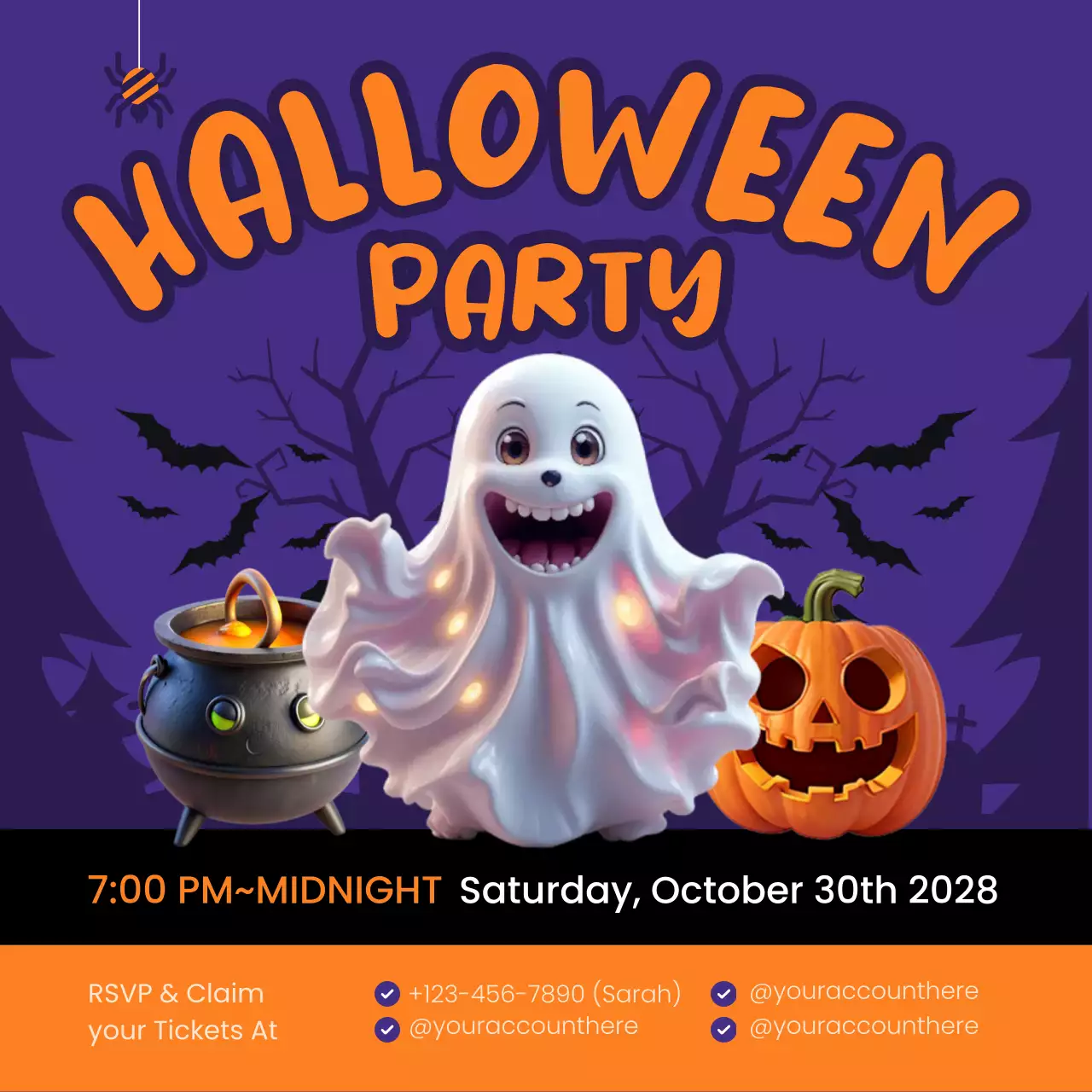 Purple Trendy Halloween Invitation Social Media Post