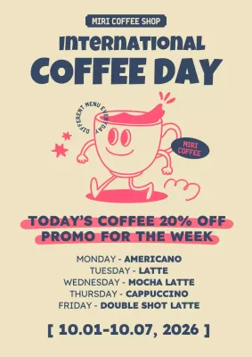 Beige Retro Coffee Promotion Poster