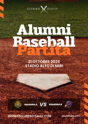 Promuovere una semplice partita di baseball scolastica in arancione e bianco