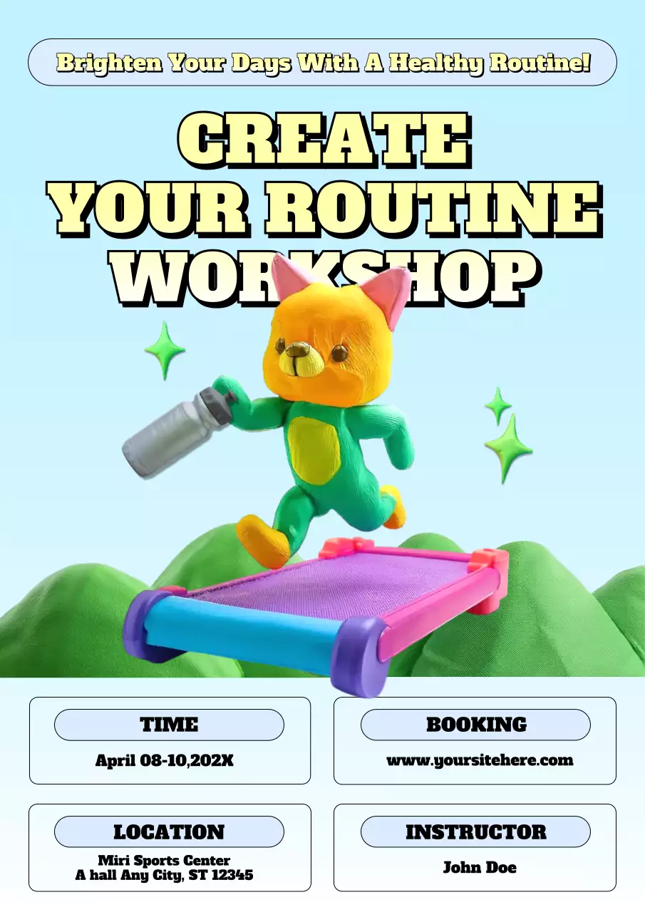 Blue Animation Fitness Workshop Invitation Poster