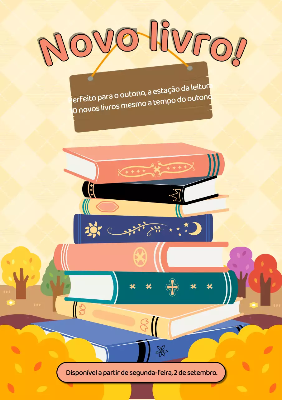 Anunciar a chegada de um novo livro em amarelo