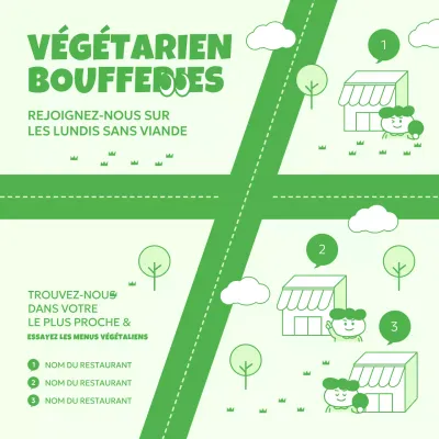 Promouvoir un joli restaurant végétarien en chartreuse et vert