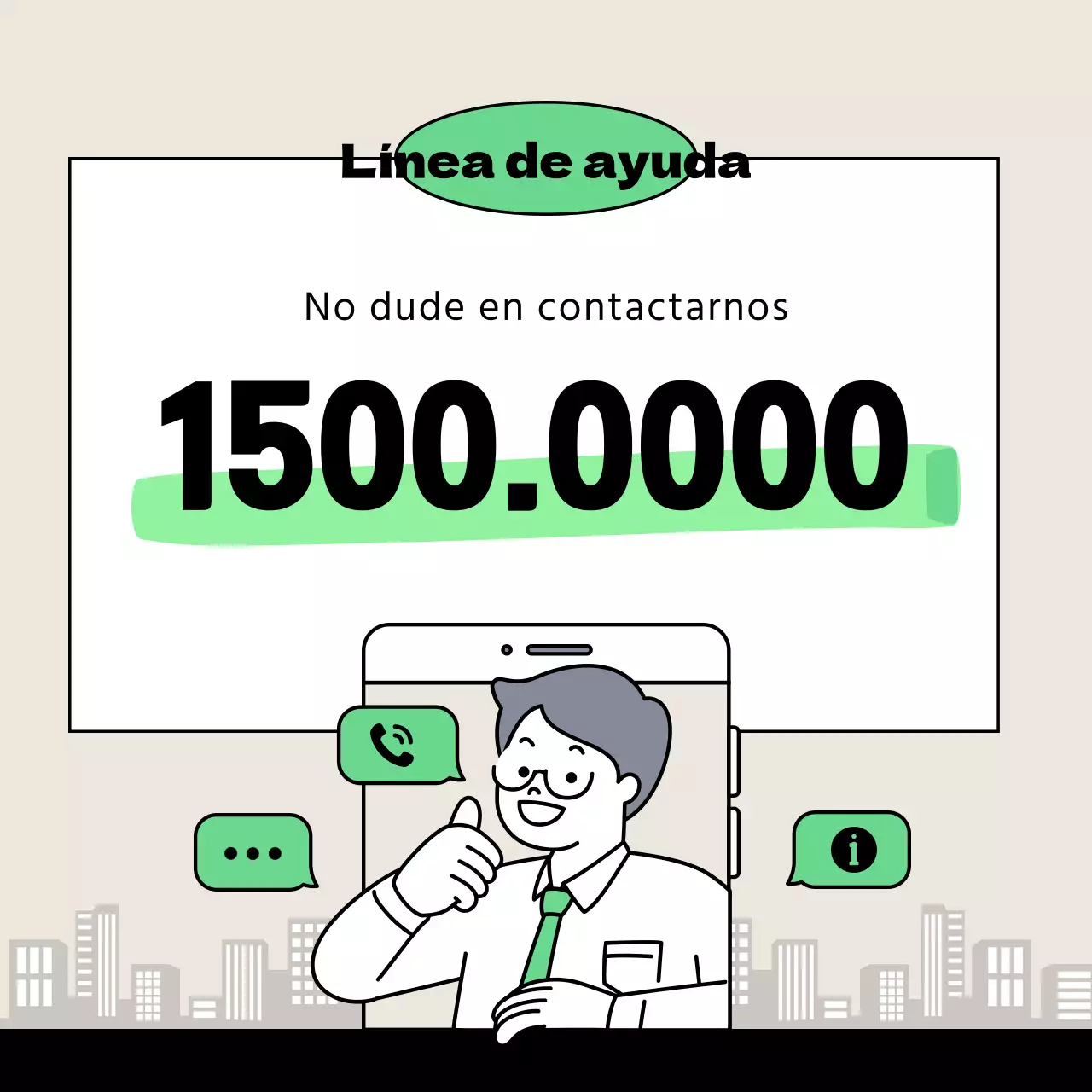 Línea de ayuda limpia, verde lima y beige