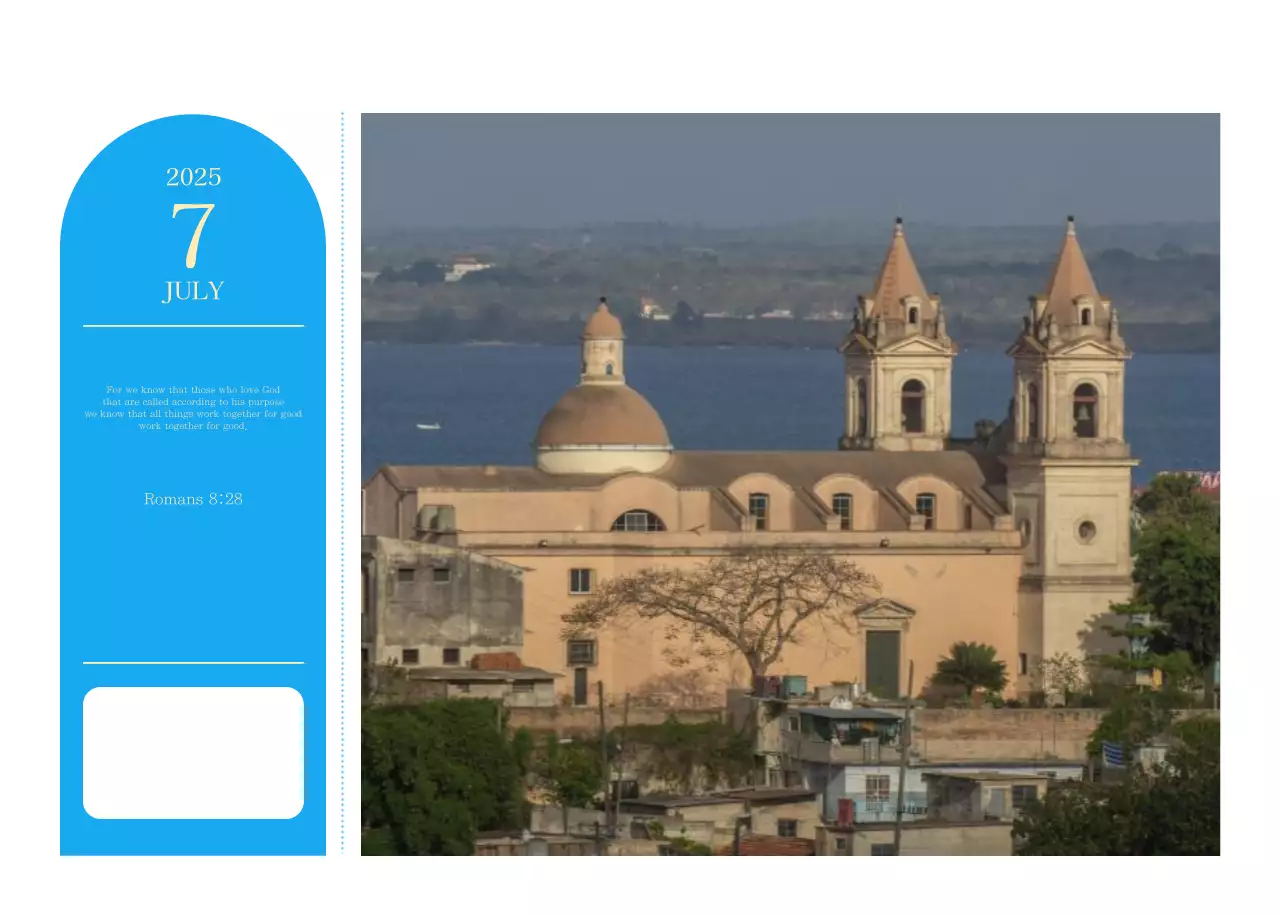 Blue modern concept church calendar