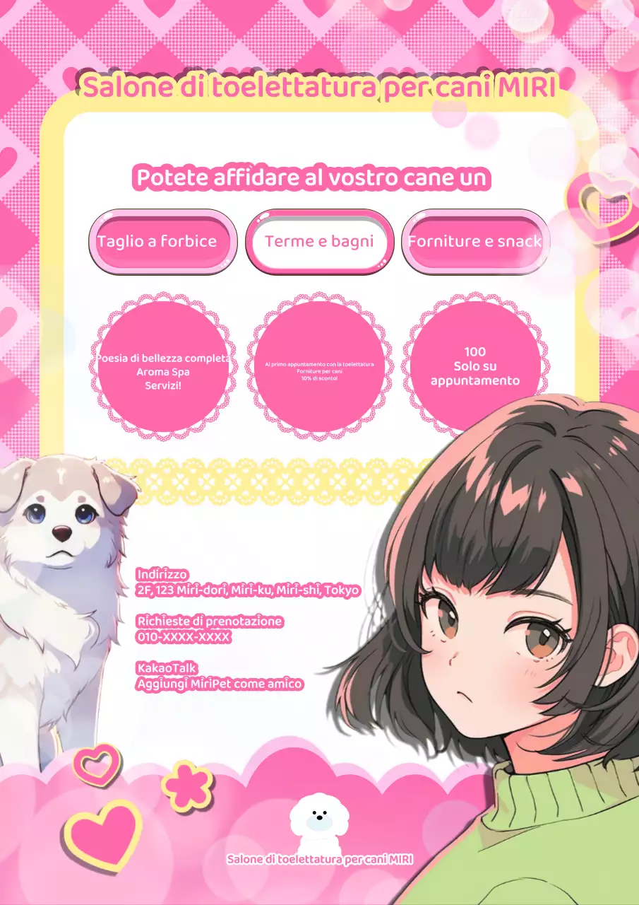 Promuovere un salone di toelettatura per cani kitsch in rosa