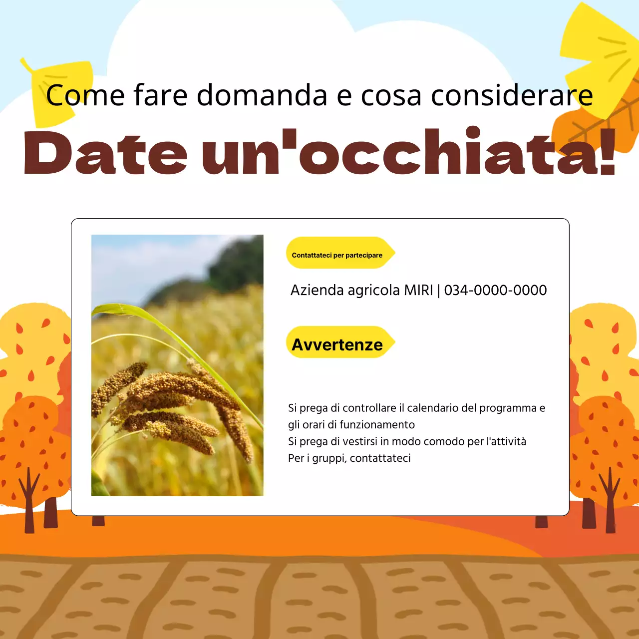 Raccolta di esperienze dell'autunno arancione