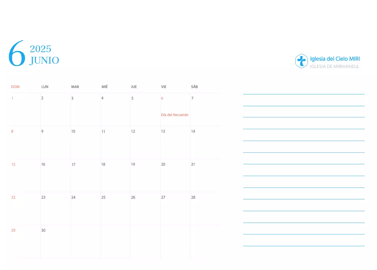 Calendario eclesiástico azul de concepto moderno