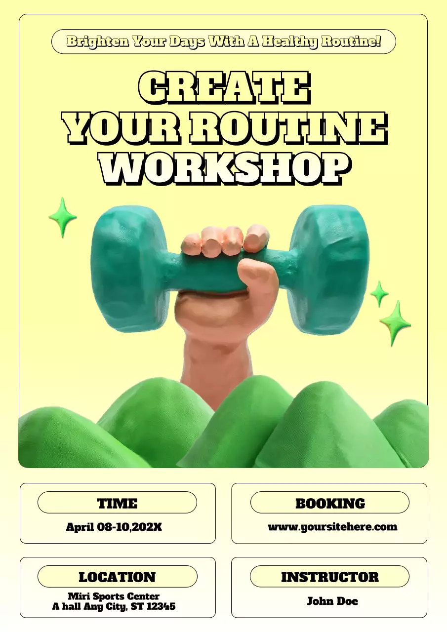 Yellow Retro Fitness Workshop Invitation Poster