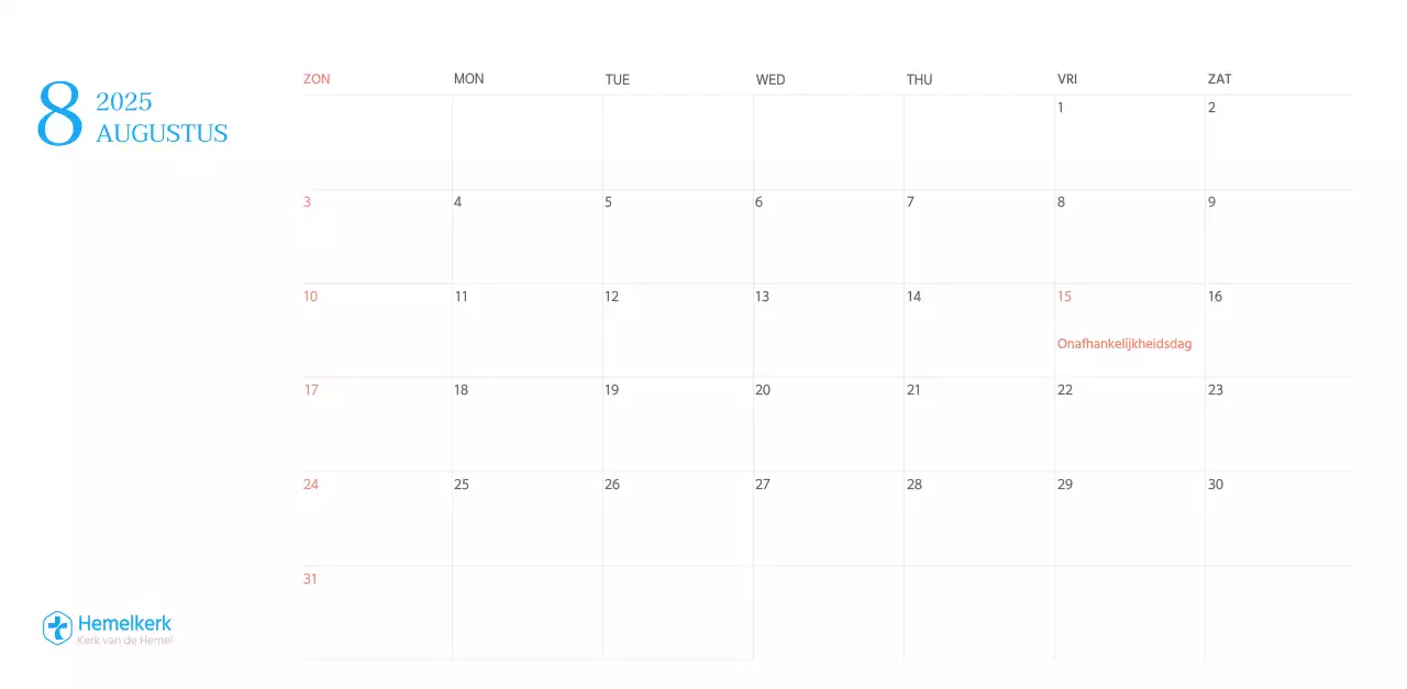 Blauw modern concept kerkkalender