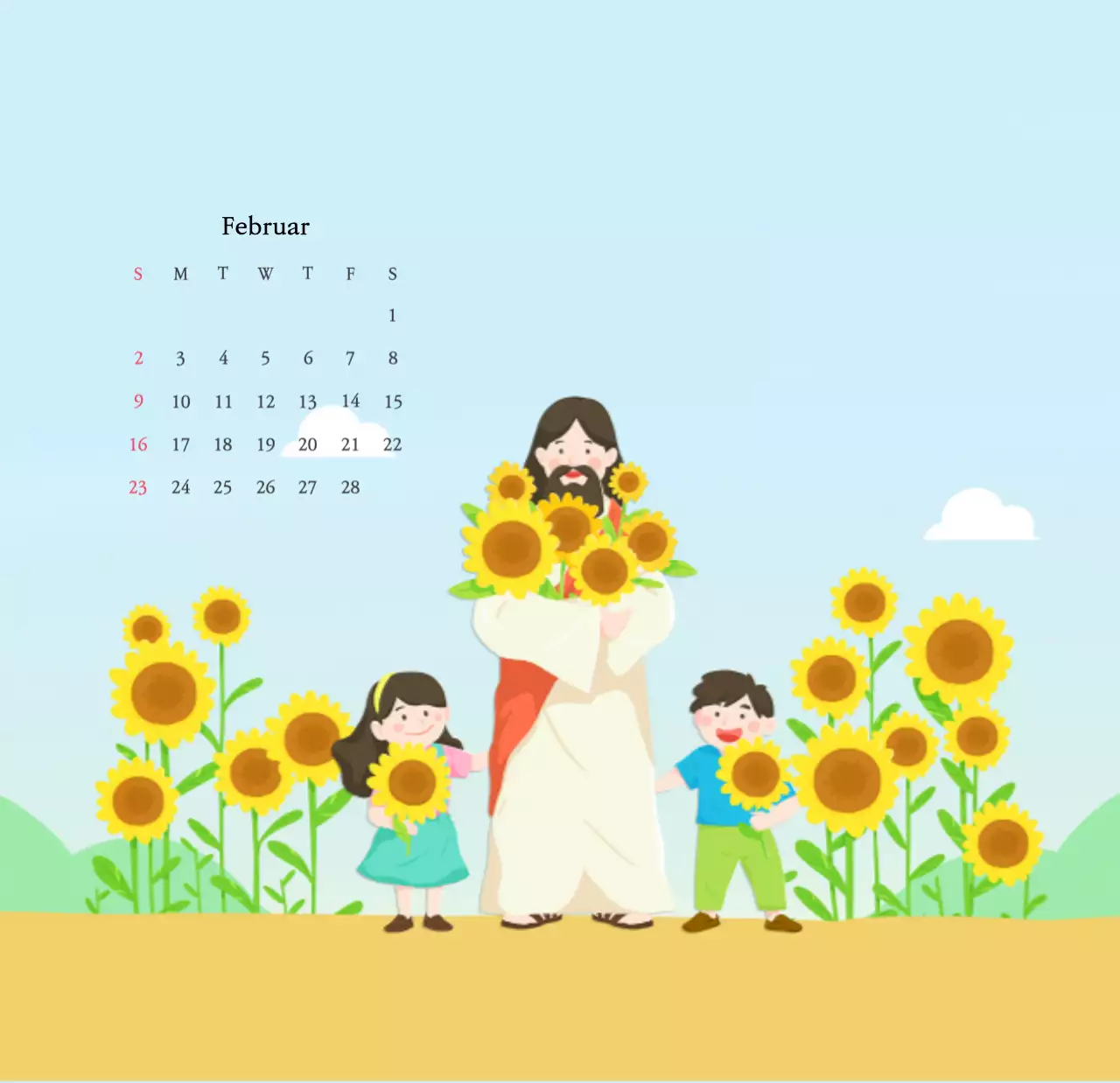 Warme FarbenKirchen mit niedlichen Illustrationen