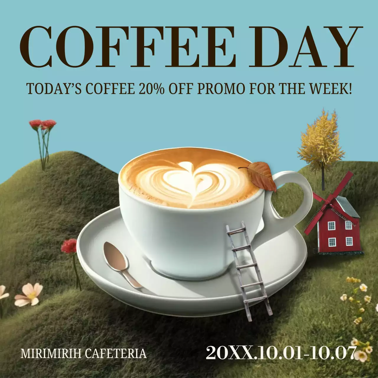 Blue Creative Coffee Promotion Social Media Post