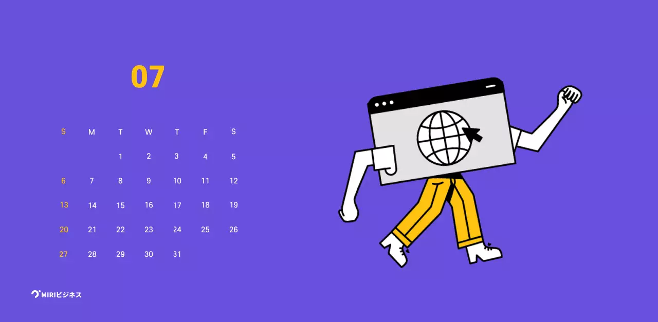 紫色の背景にすっきりとしたラインのイラスト