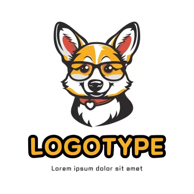Orange Comic Dog Logo