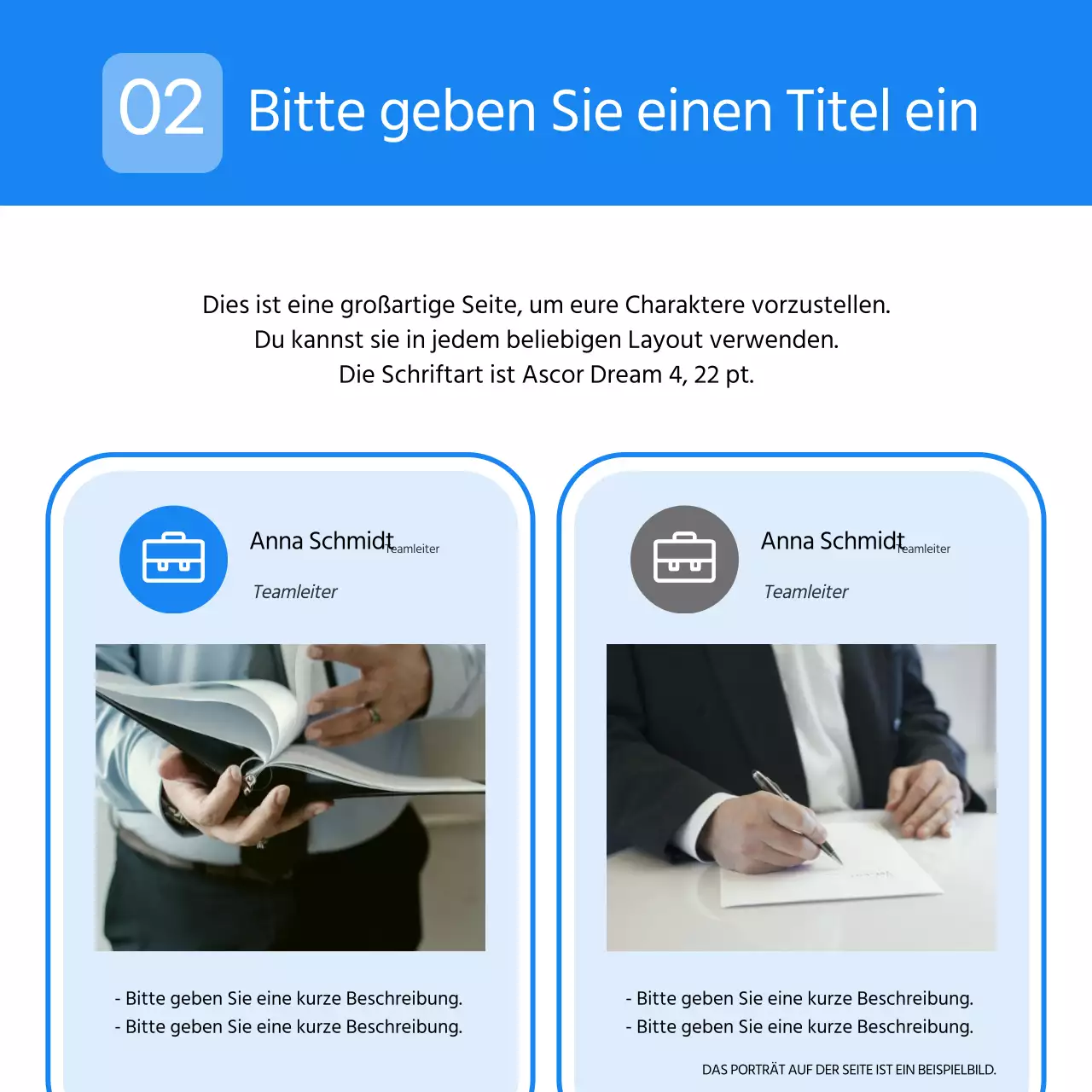 Ein einfacher Geschäftsbrief in Hellblau