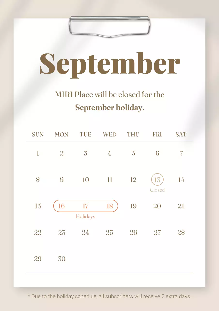 Beige Minimal Holiday Announcement Poster