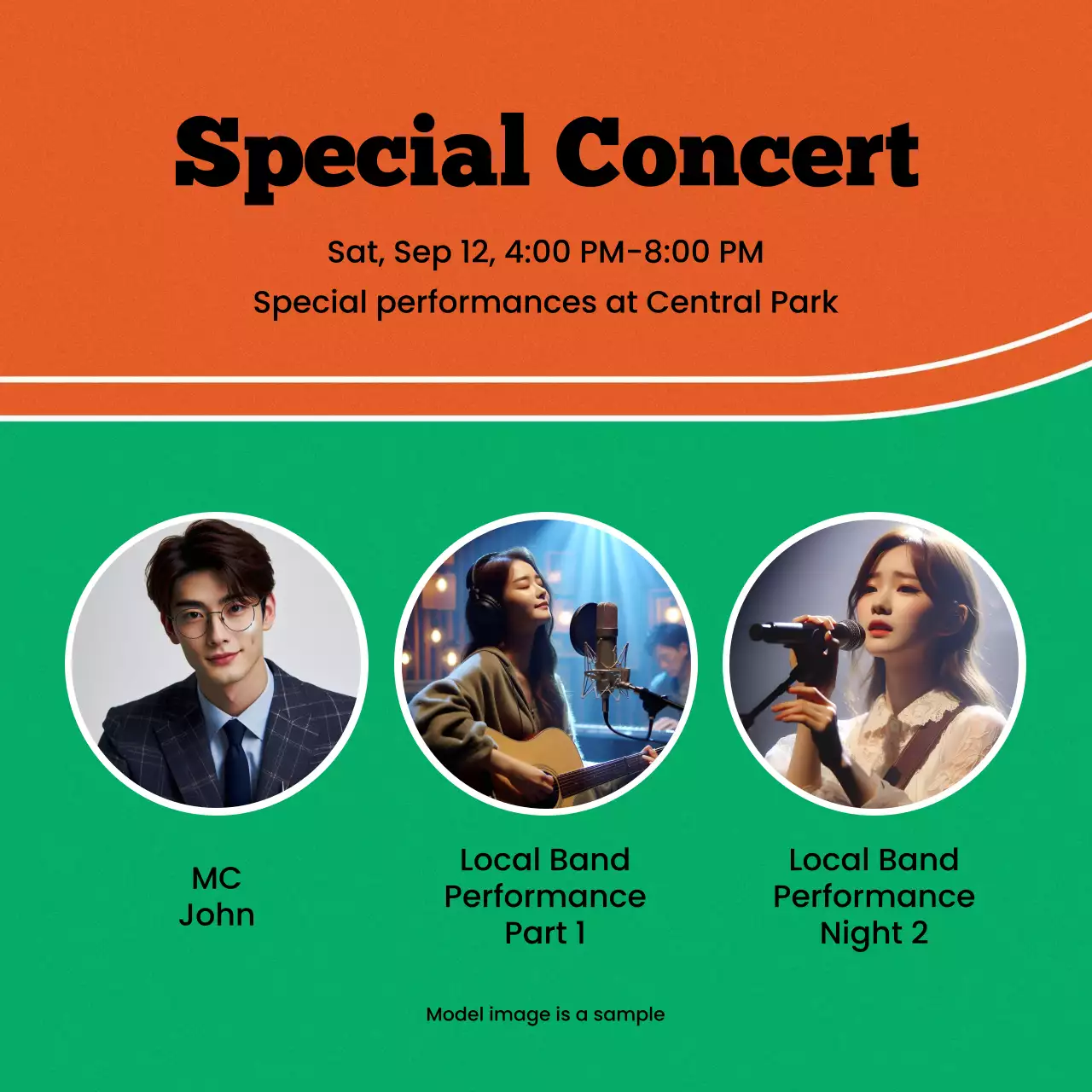 Simple athletic event announcements in abstract