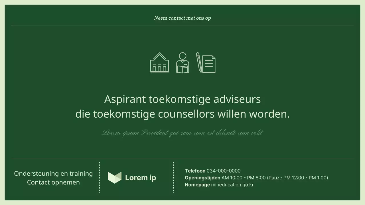 Eenvoudig, groen en muntachtig trainingsmateriaal voor adviseurs