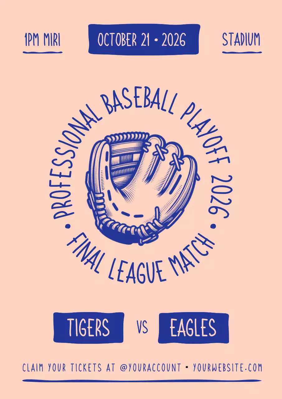 Beige Retro Baseball Announcement Poster