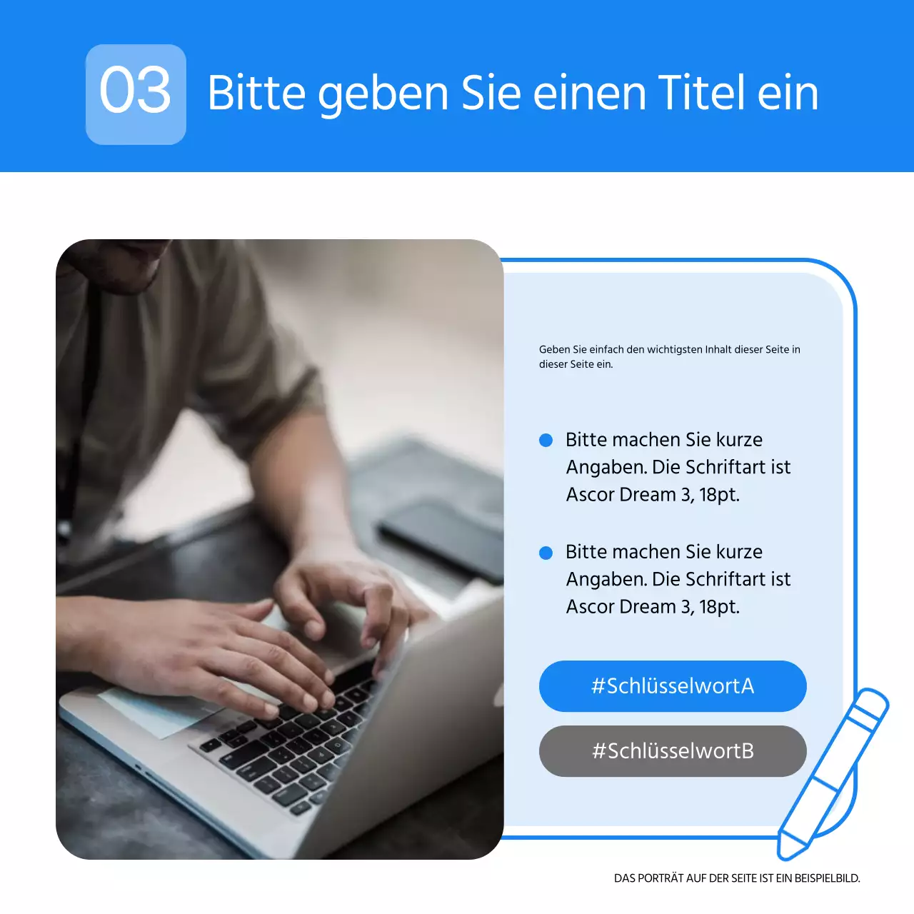 Ein einfacher Geschäftsbrief in Hellblau