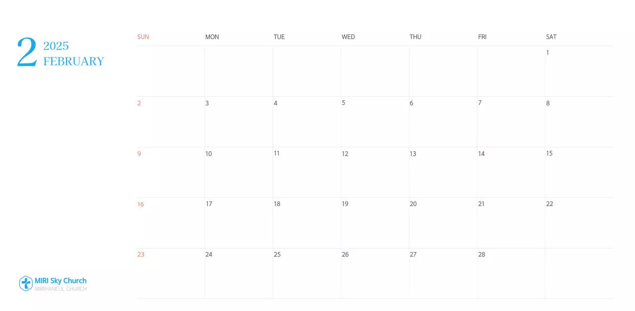 Blue modern concept church calendar