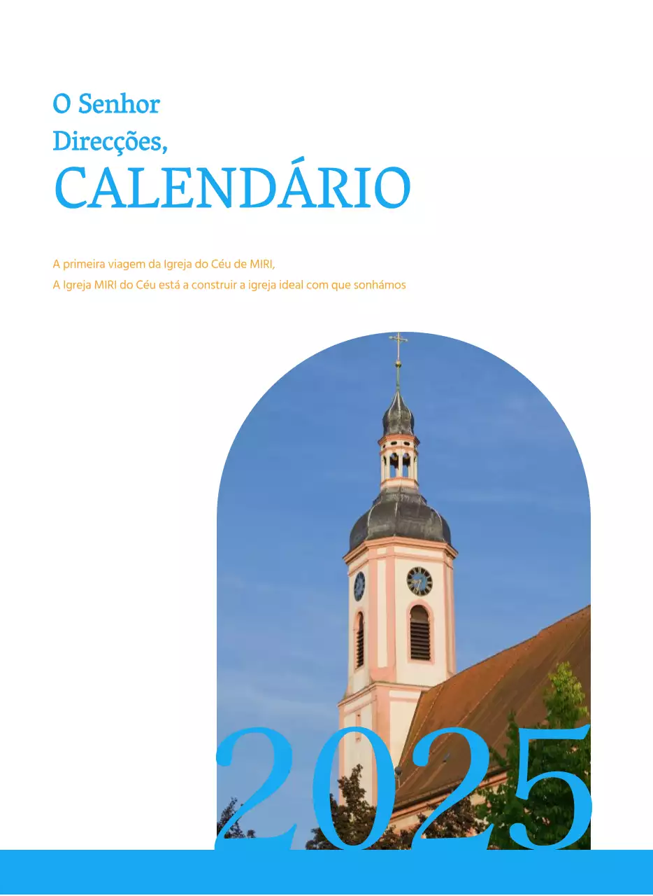 Calendário de igreja azul com conceito moderno