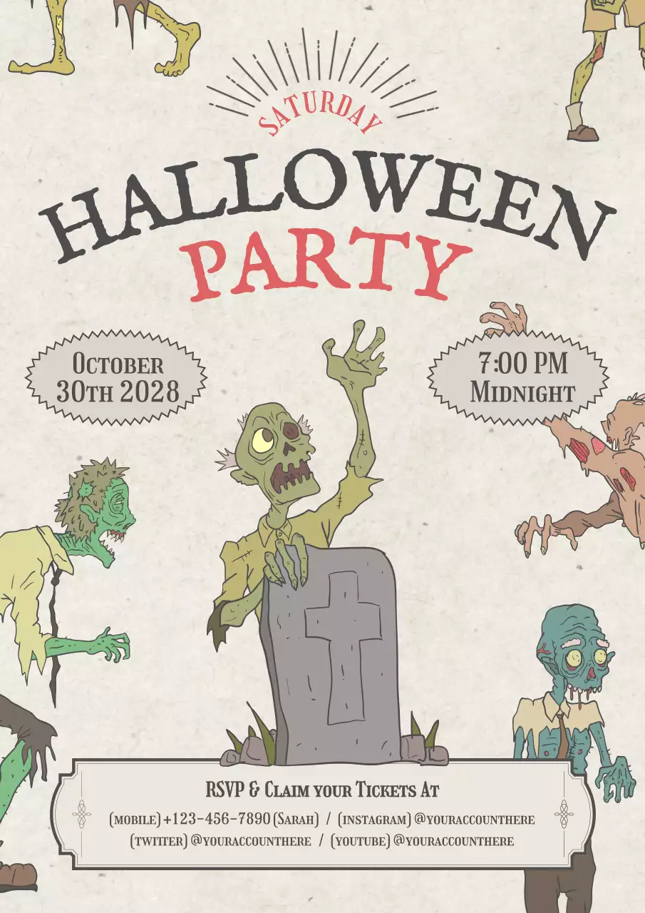 Beige Retro Halloween Invitation Poster