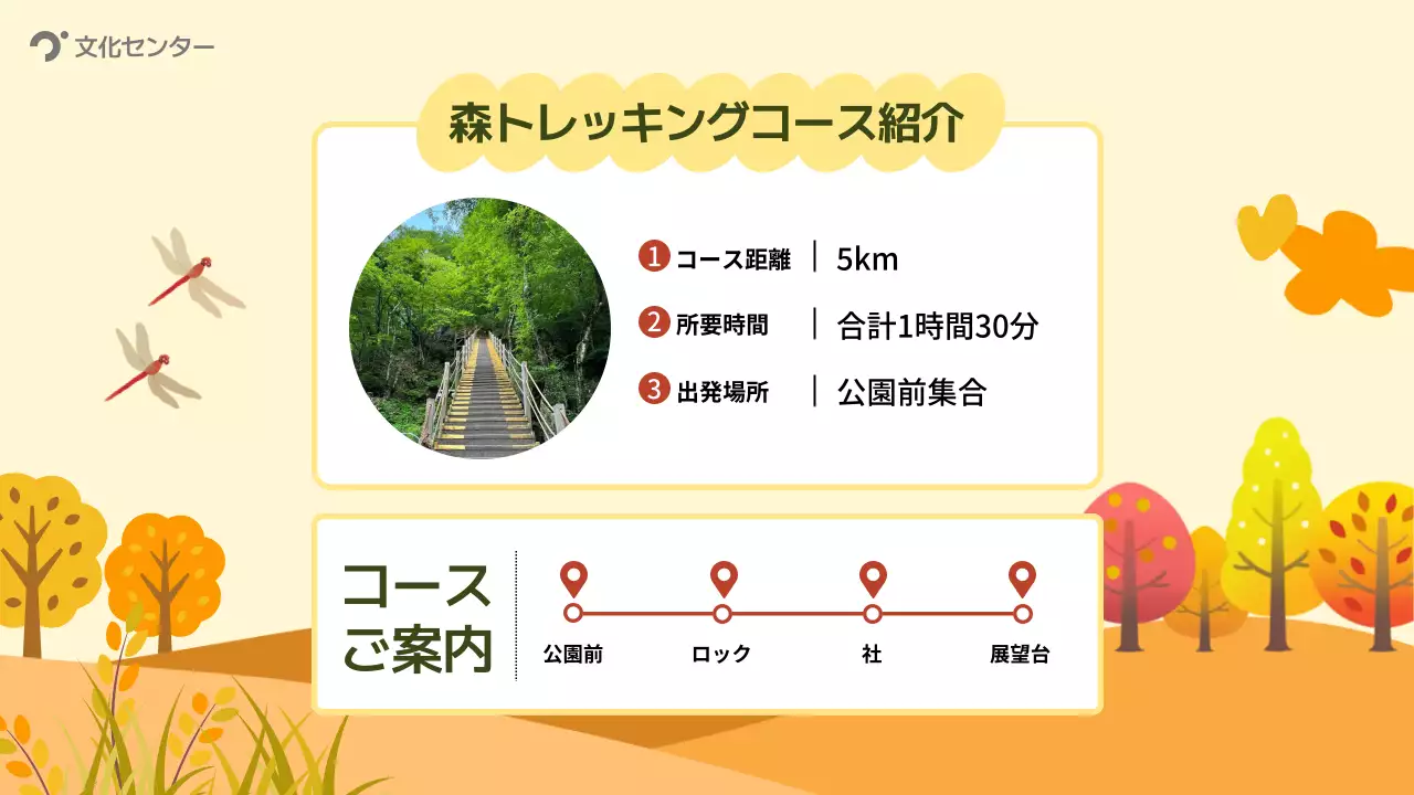 オレンジ 楽しい トレッキング お知らせ プレゼンテーション