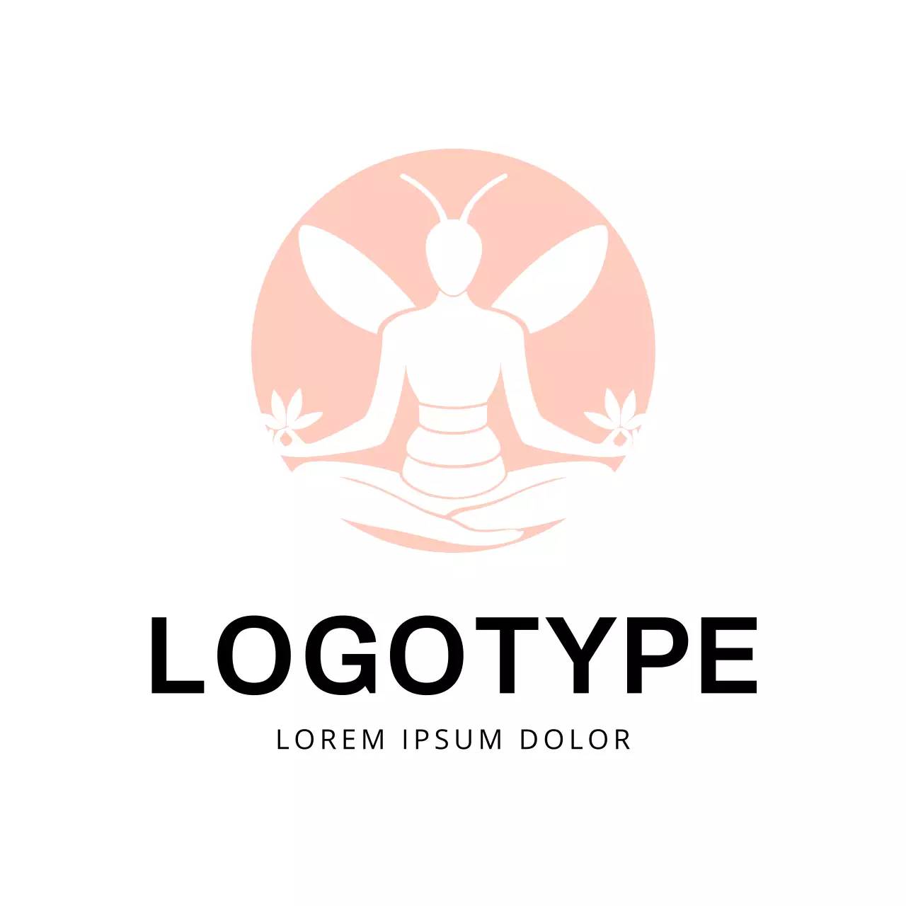 Coral Minimal Yoga Logo