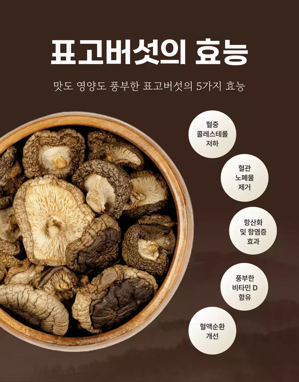 갈색의 정갈한 표고버섯 광고