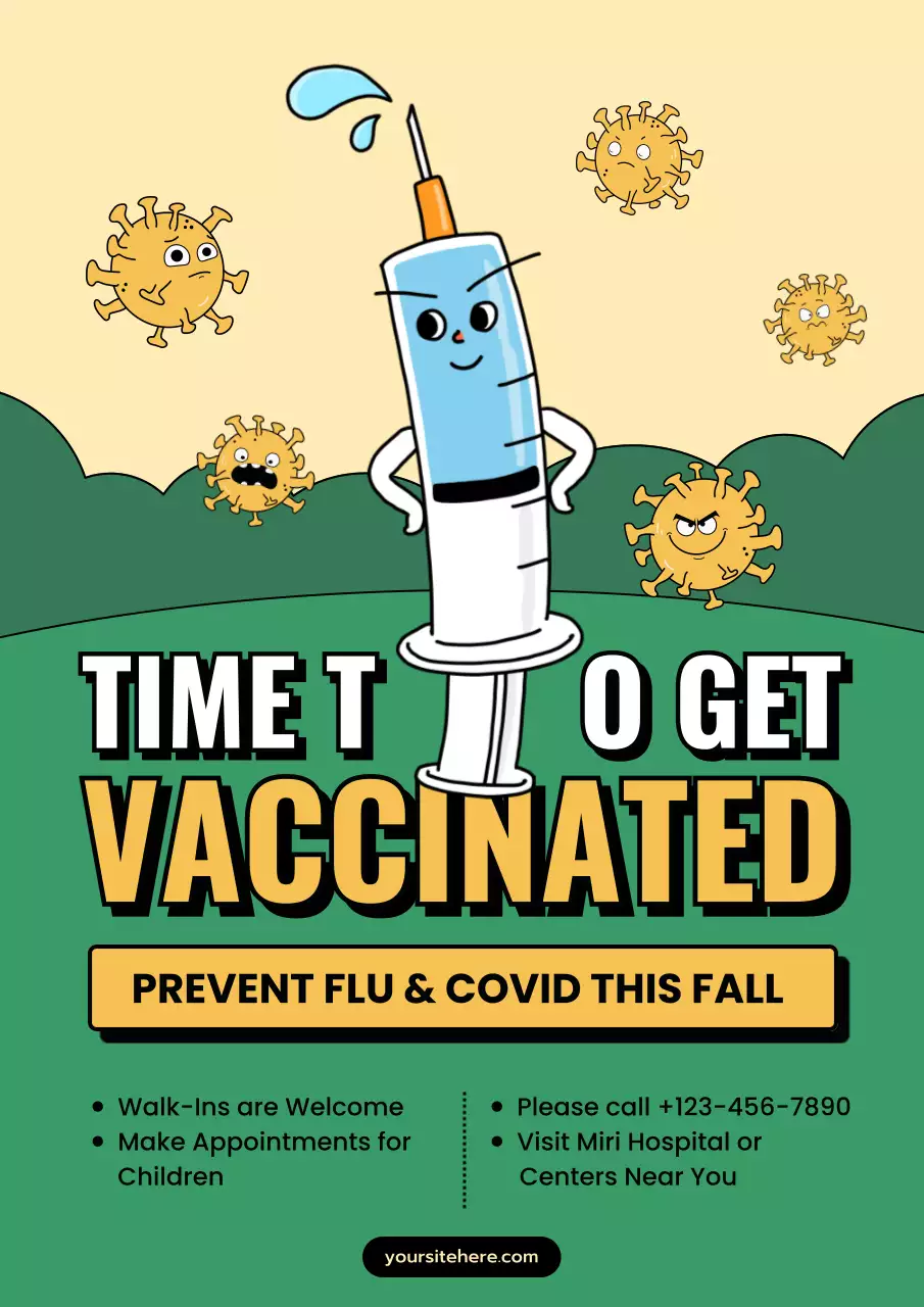 Yellow Comic Vaccination Announcement Poster