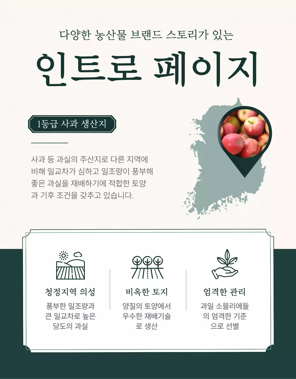 초록과 아이보리색의 전통적인 추석 과일 선물세트 인트로 설명 홍보