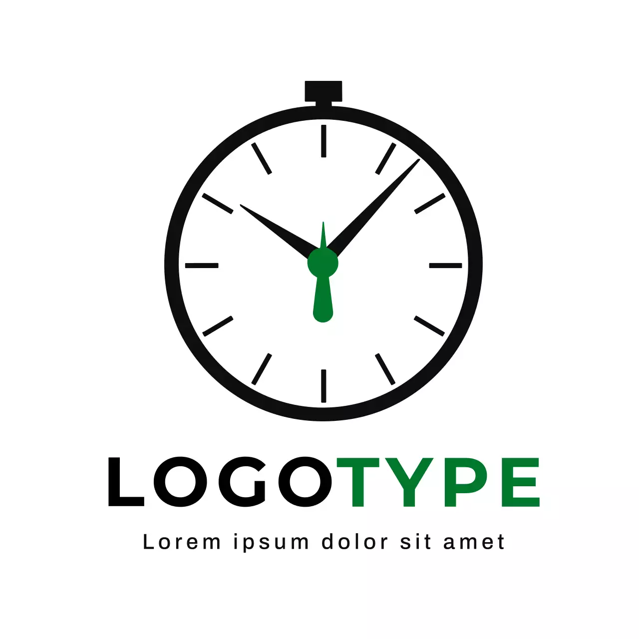 Black Minimal Clock Logo