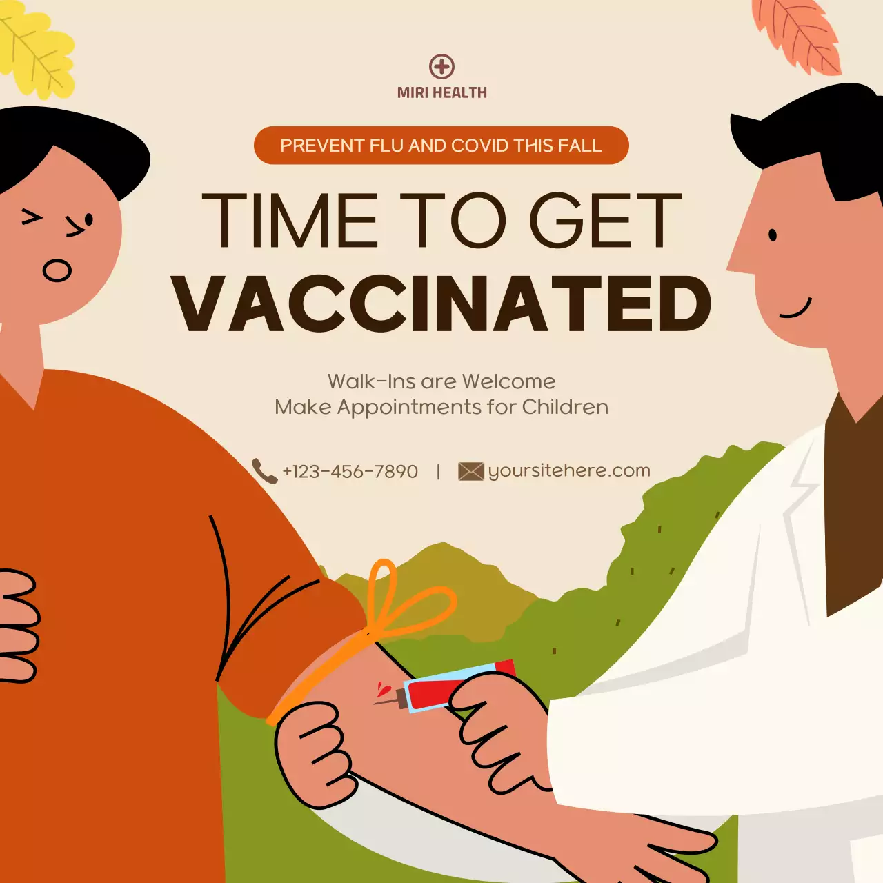 Orange Modern Vaccination Announcement Social Media Post