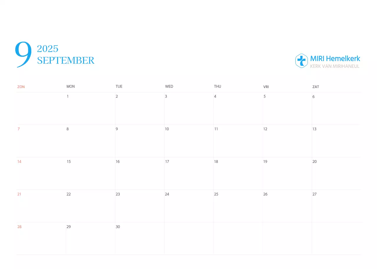 Blauw modern concept kerkkalender