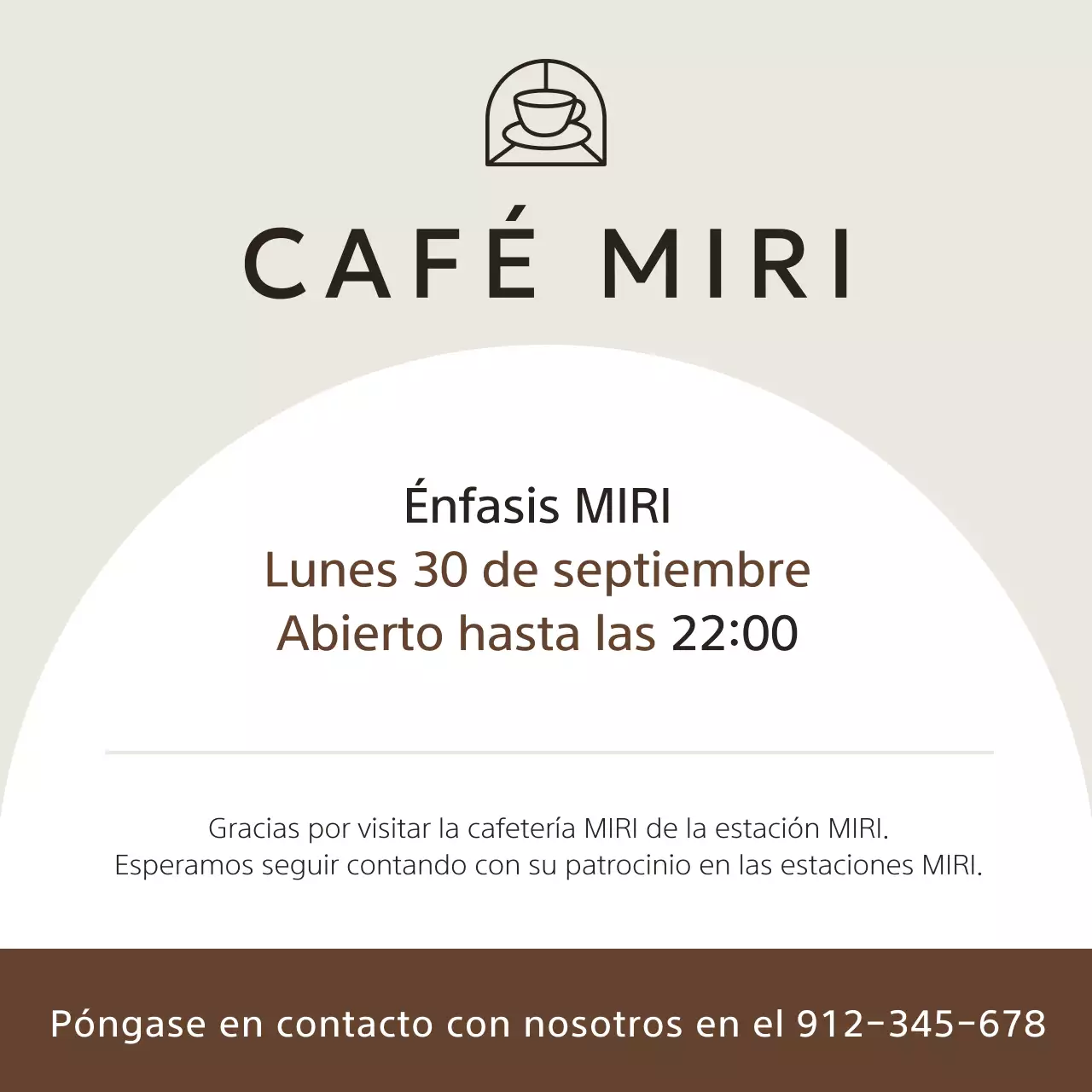 Un simple aviso beige de cierre de cafetería