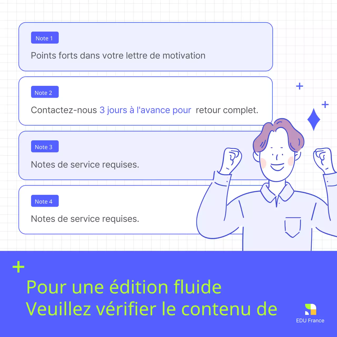 Matériel moderne de formation à la préparation à l'emploi en bleu et en couleurs fluorescentes