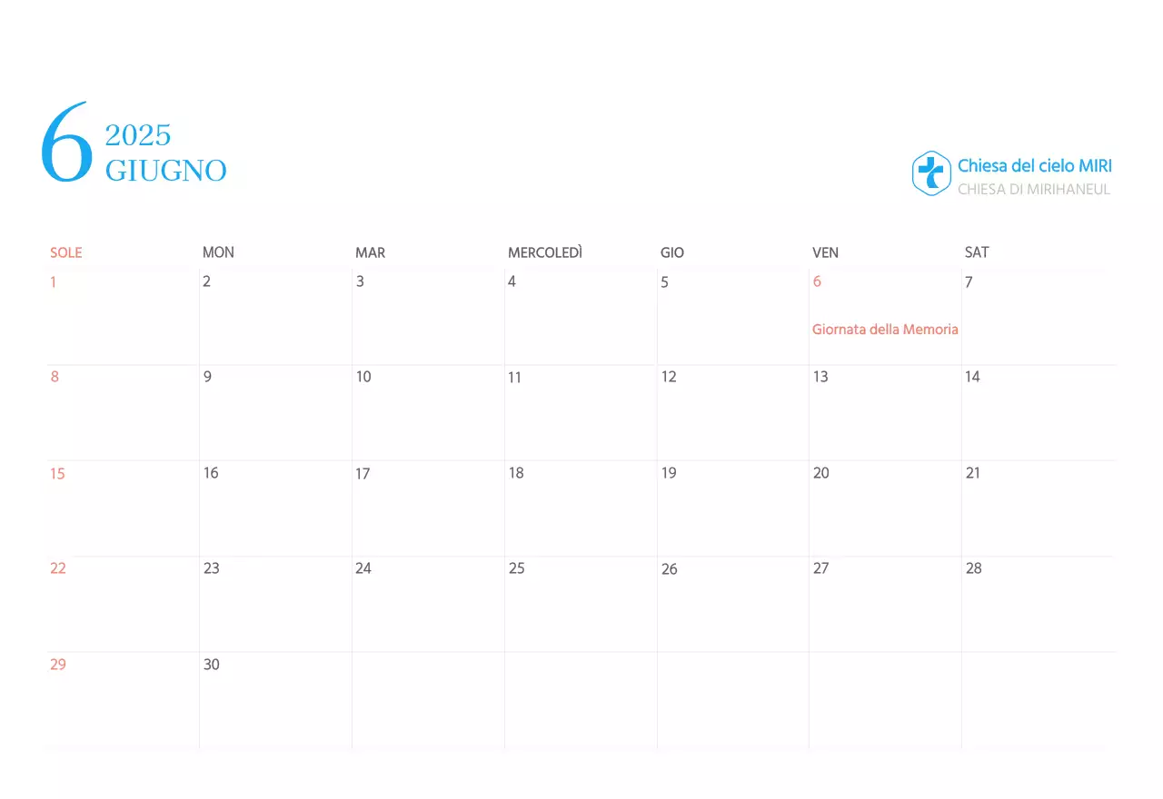 Calendario ecclesiastico blu di concezione moderna