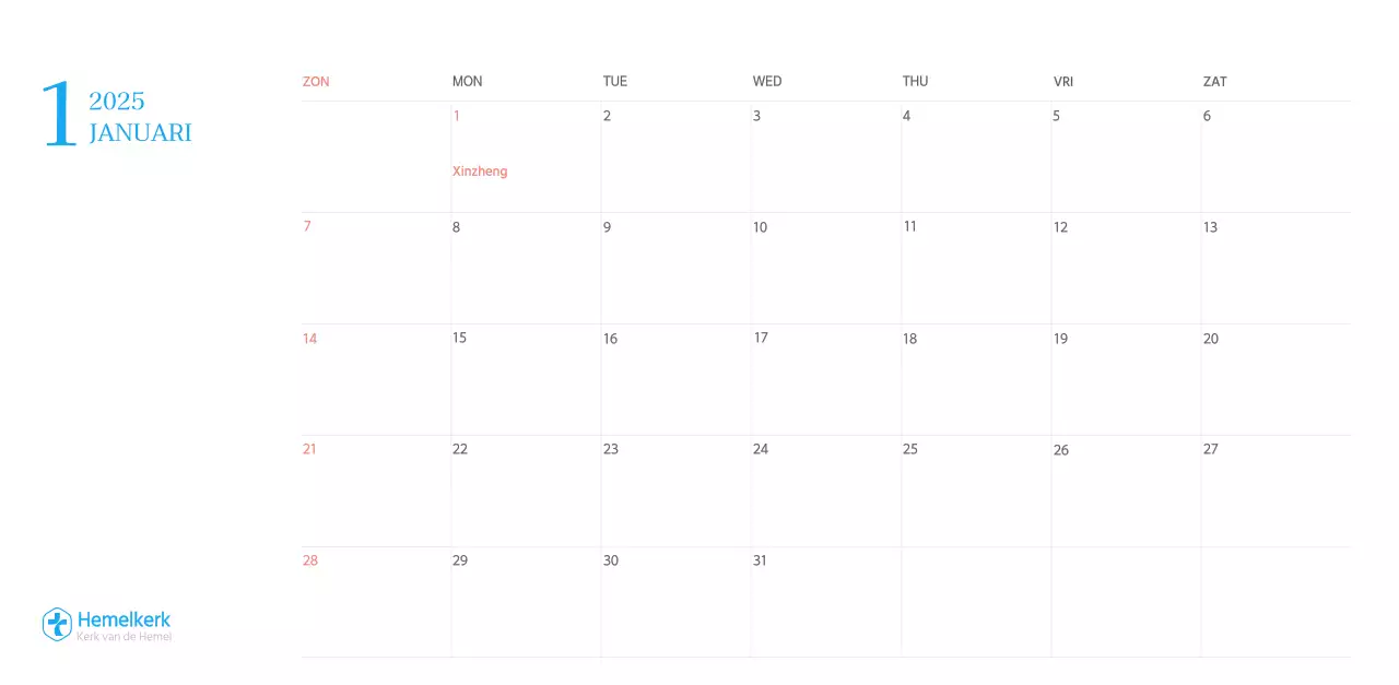 Blauw modern concept kerkkalender