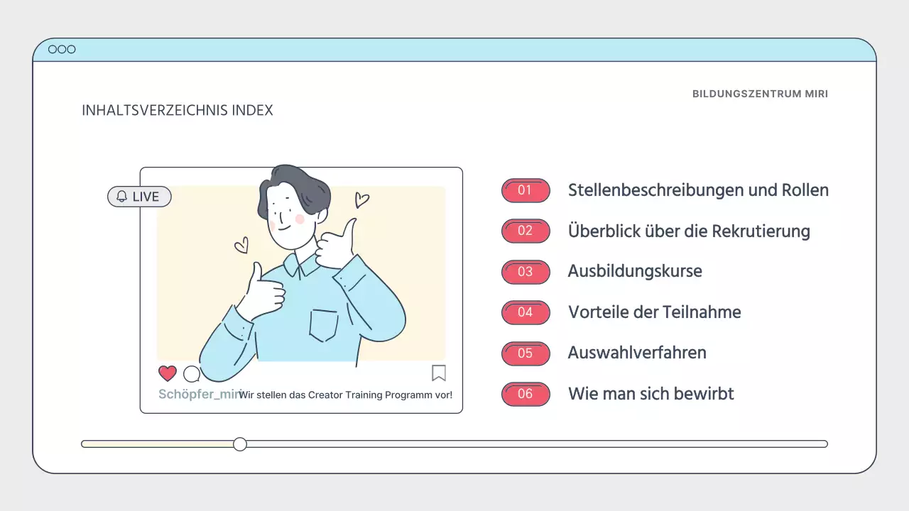 Einfacher weißer und hellblauer Creator-Trainingsleitfaden