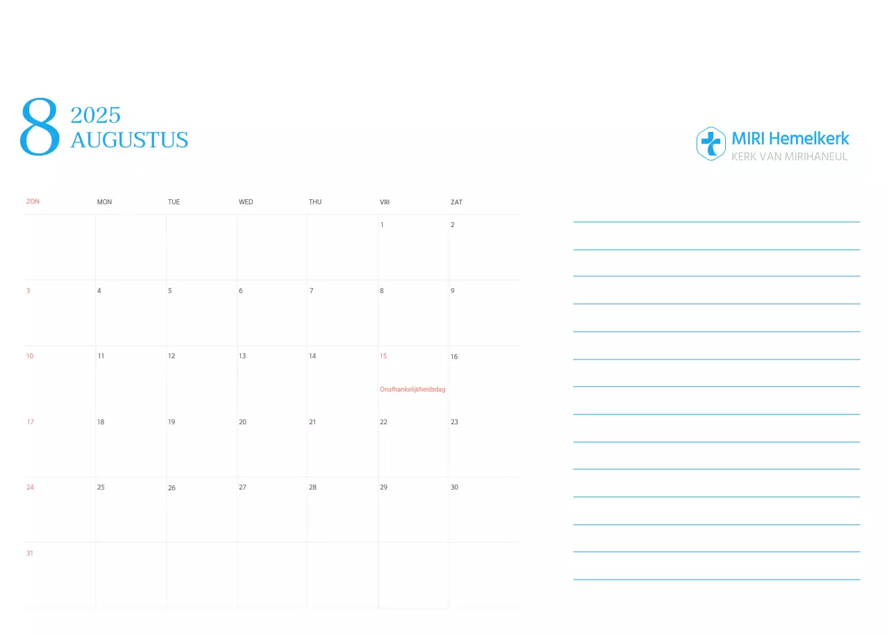 Blauw modern concept kerkkalender