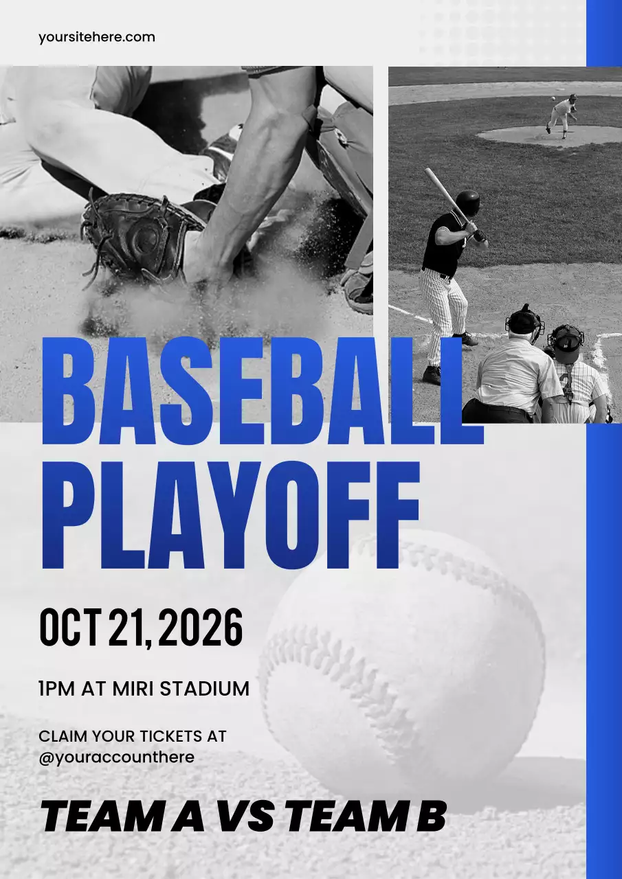 Blue Classic Baseball Promotion Poster