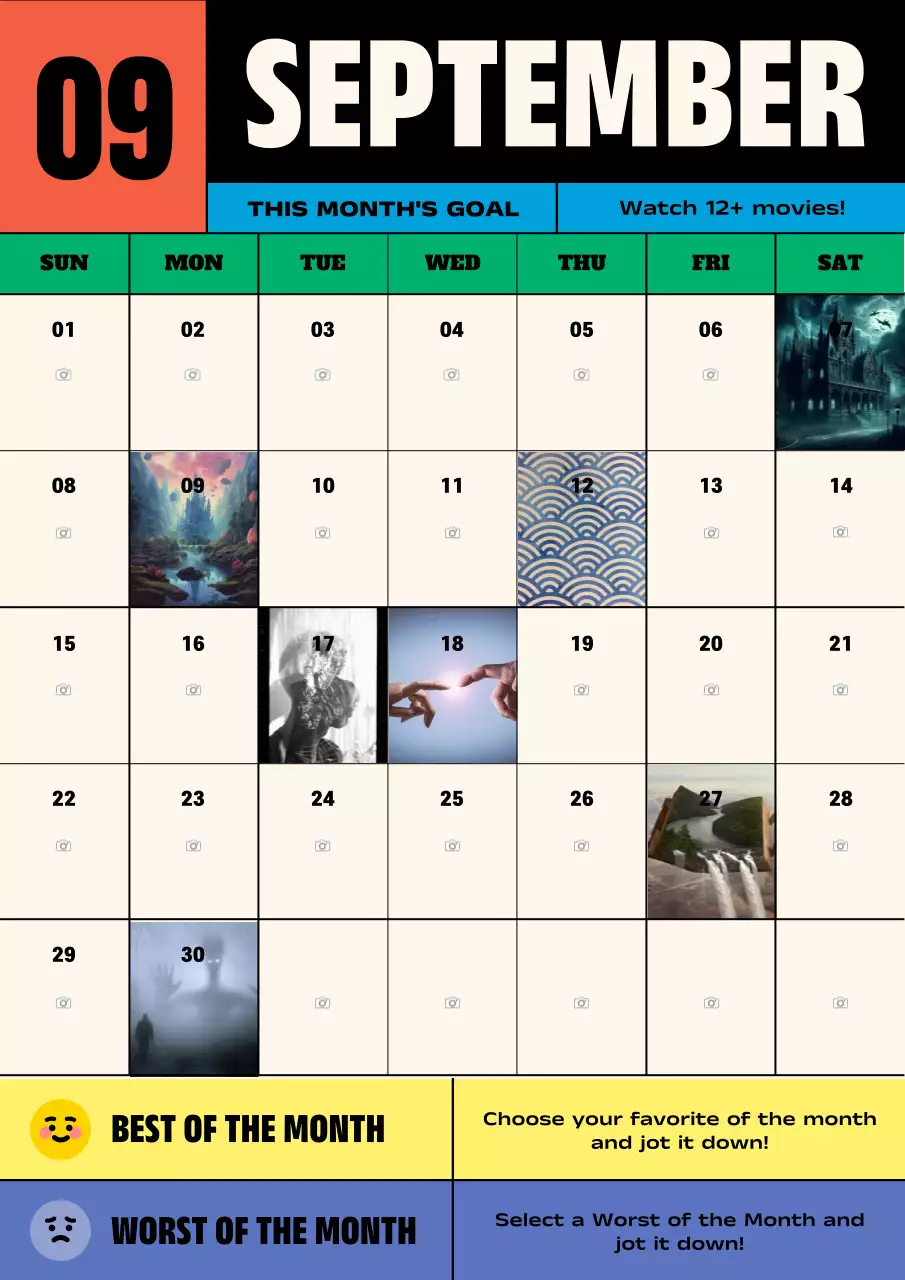 Orange Modern Movie Calendar Poster