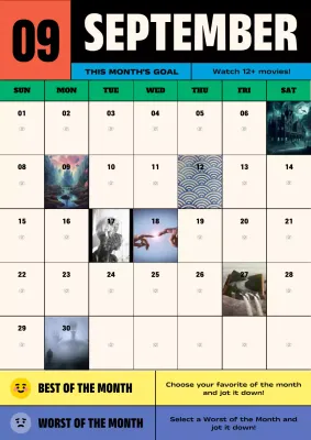 Orange Modern Movie Calendar Poster
