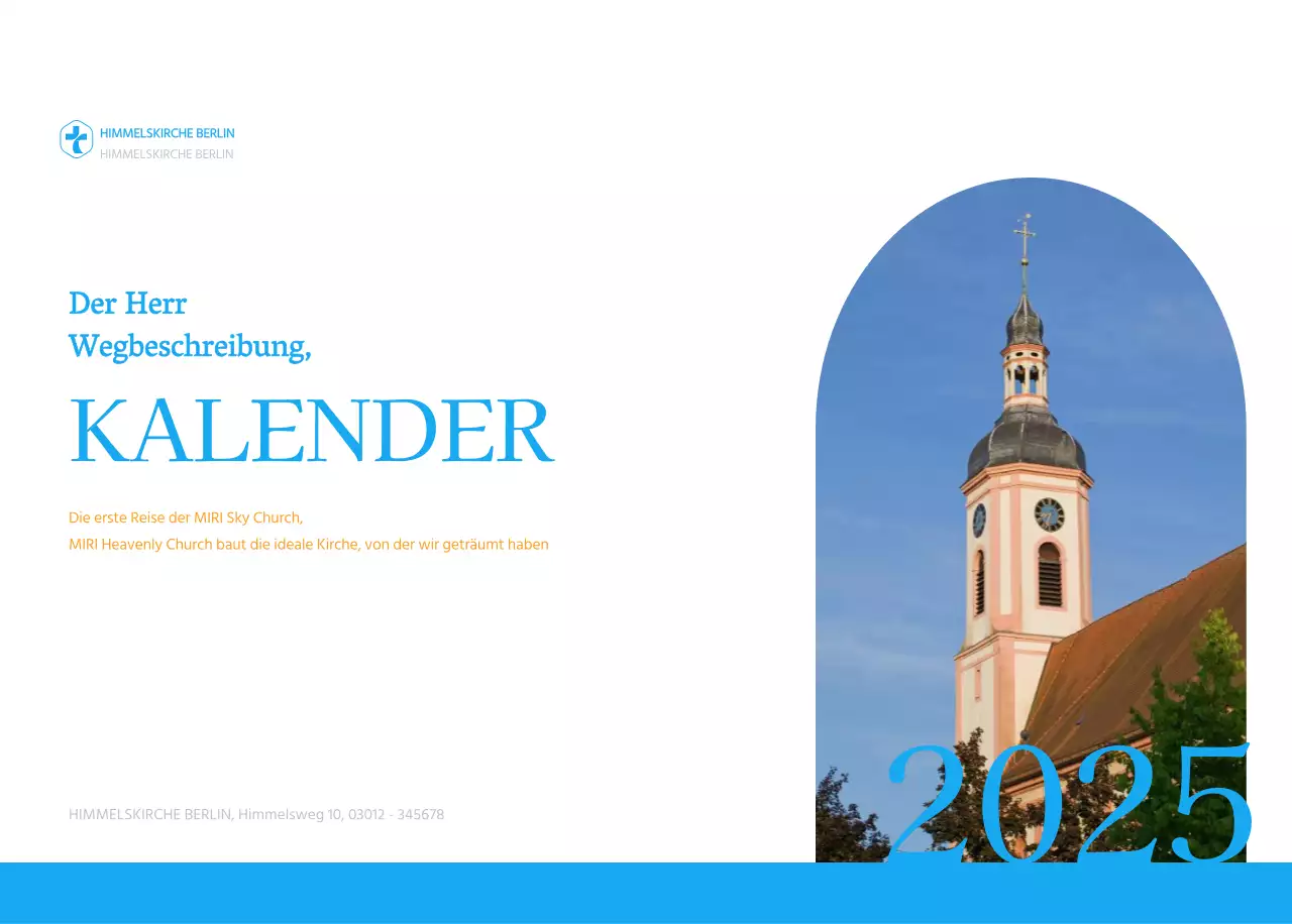 Blaues modernes Konzept Kirchenkalender